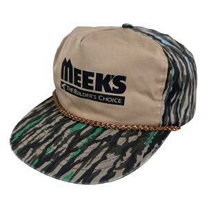 Vintage 90s Camo tree bark Cap trucker snapback camouflage 80s retro tan rope